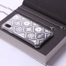 Crossbody-Handykette SILBER Elektroplattiertes Flash-Pulver imd für iPhone X/XS Art.:000692